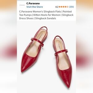 C.Paravano Red Slingback Flats
